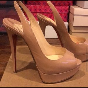 christian louboutin lady peep sling heel